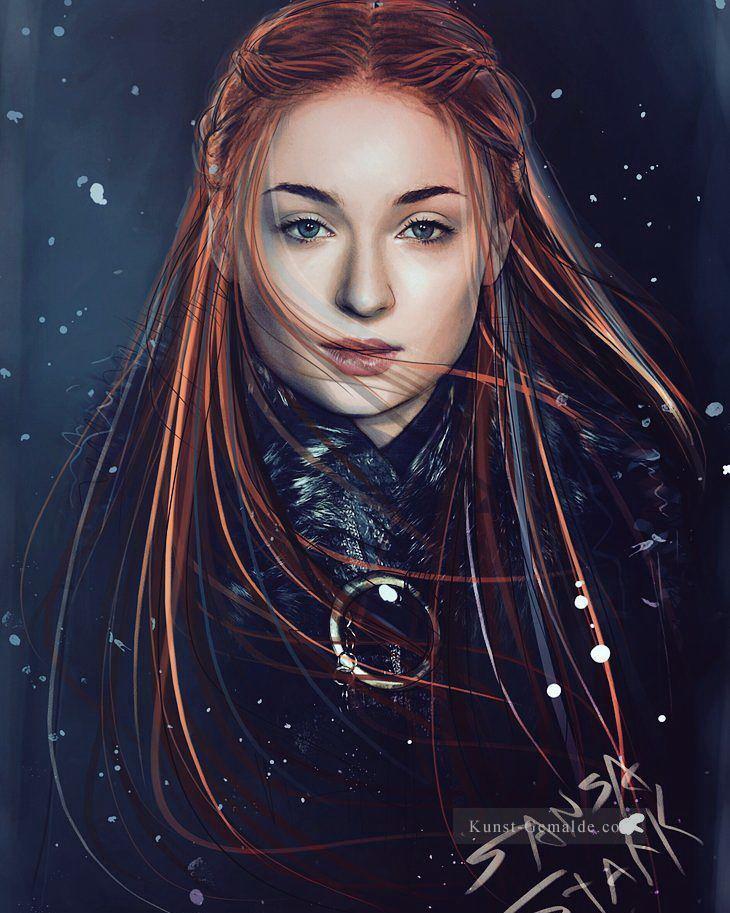 Porträt von Sansa Stark cg Spiel der Throne Ölgemälde